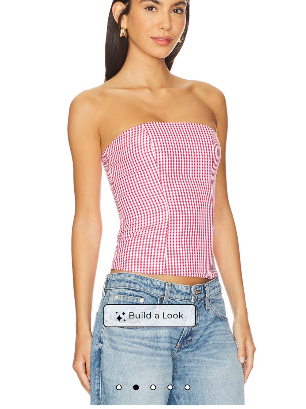 Strapless Pink Gingham Tube Camisole